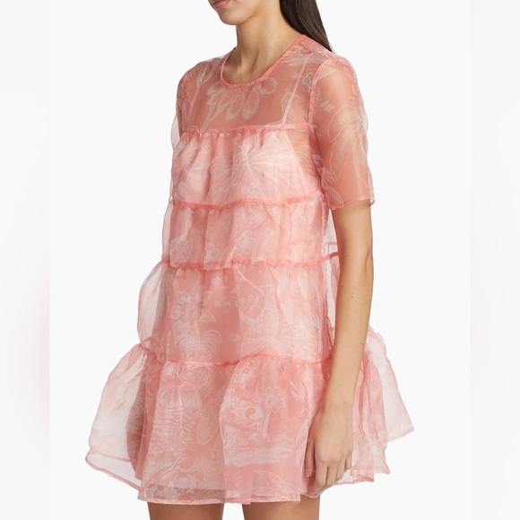 STAUD Dresses & Skirts - STAUD Mini Hyacinth Babydoll Dress in Cherry Blossom Ivory Toile